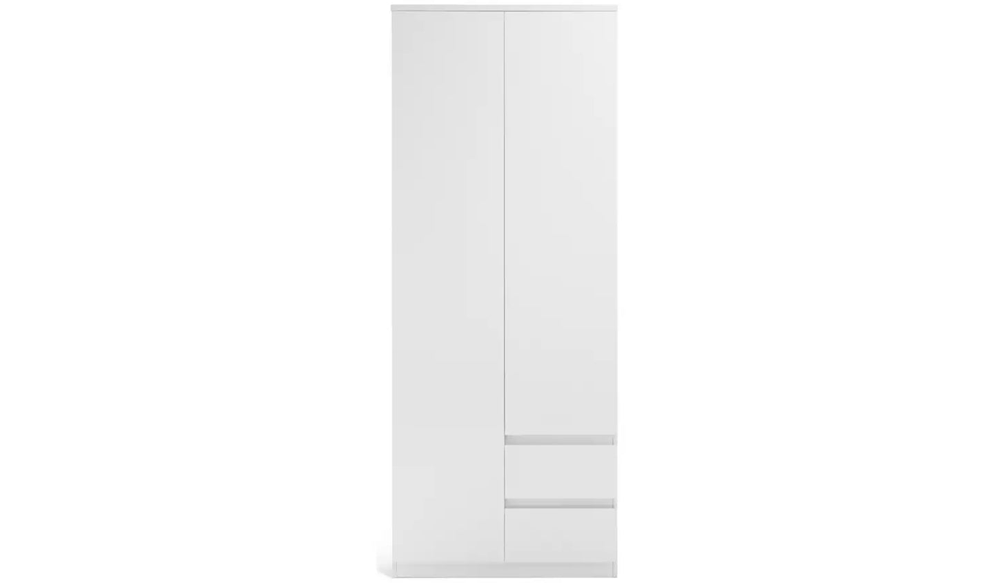 Jenson 2 Door 2 Drawer Tall Wardrobe - White Gloss